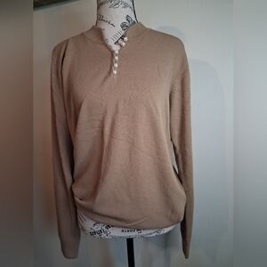 Beige/brown Sweater with Pearl Buttons By Traditions 90's Vintage Size M